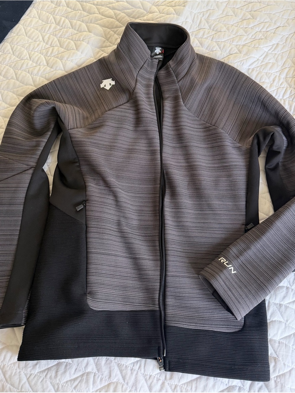Descente Black and Gray Performance Zip-Front Jacket New Without Tags